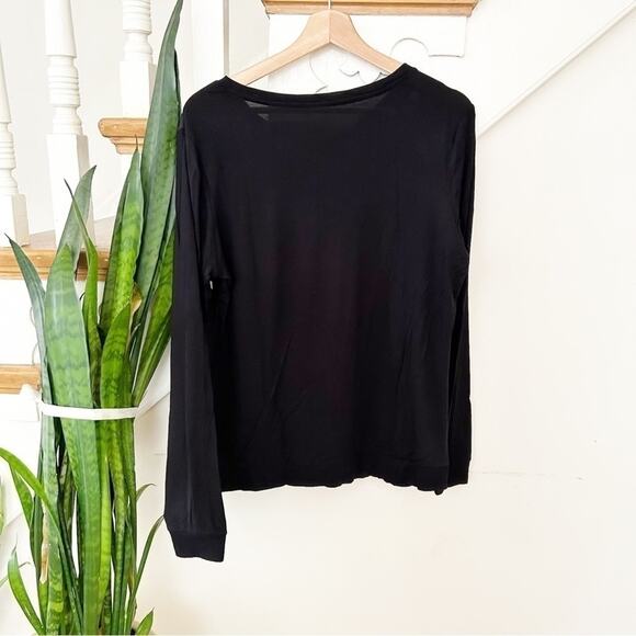 Coldwater Creek Black White High Rise Windows Long Sleeve Round Neck Top Size M - Picture 3 of 6